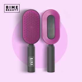 Self-Cleaning Hair Brush (Color: Purple Gray Rectangle Brush)