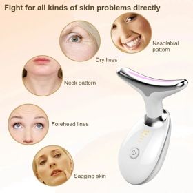 Face Massager Anti-Wrinkle Face Device 3 Modes 45Â°C Neck Lifting Massagers LED High Frequency Beauty Instrumen EMS Face Massage for Women (Color: White, Quantity: 1)